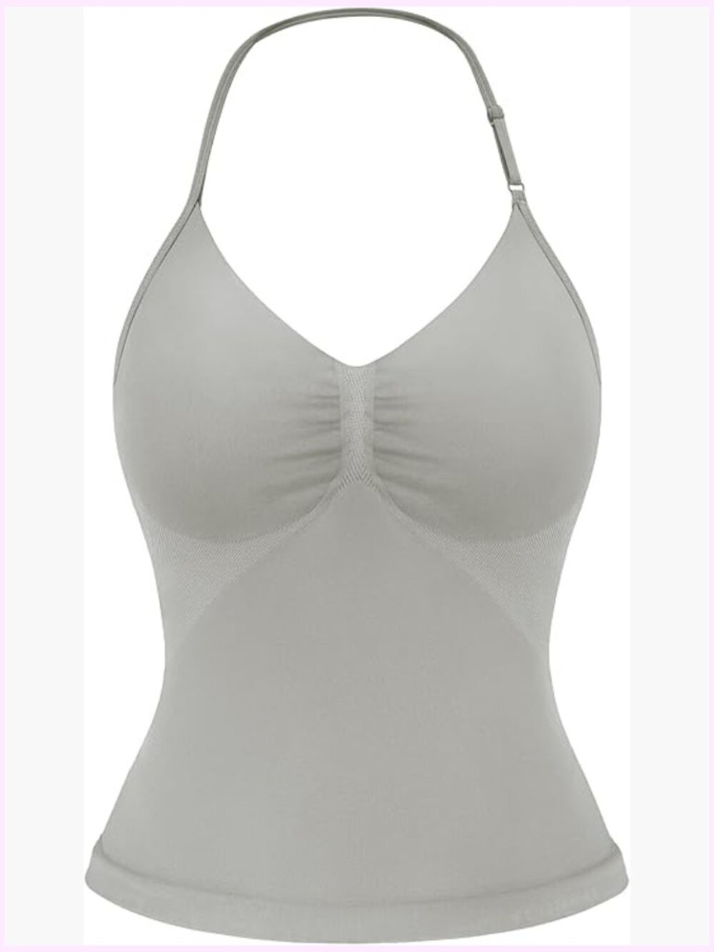 Strappy Backless Halter Tank Top with Built-in Bra, High Stretch Nylon Spandex